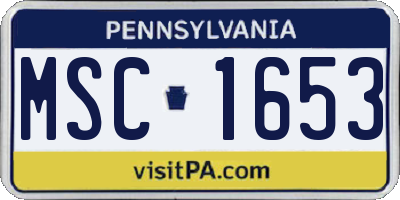 PA license plate MSC1653