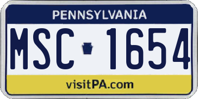 PA license plate MSC1654