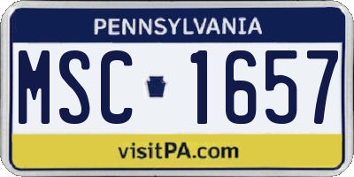 PA license plate MSC1657