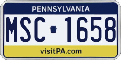 PA license plate MSC1658