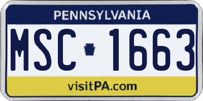 PA license plate MSC1663