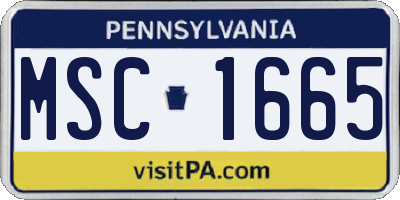 PA license plate MSC1665