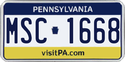 PA license plate MSC1668
