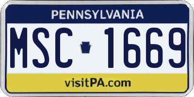 PA license plate MSC1669