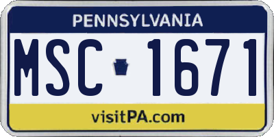 PA license plate MSC1671