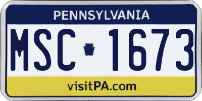 PA license plate MSC1673