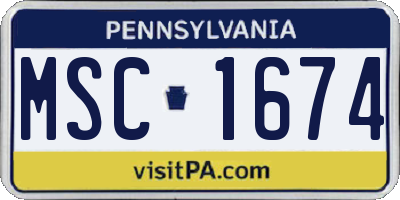 PA license plate MSC1674