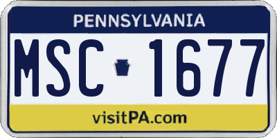 PA license plate MSC1677