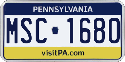 PA license plate MSC1680