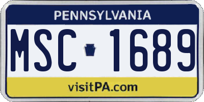 PA license plate MSC1689