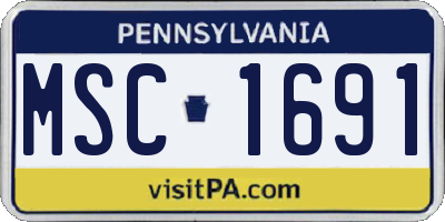 PA license plate MSC1691