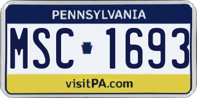 PA license plate MSC1693