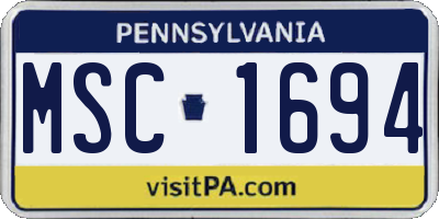 PA license plate MSC1694
