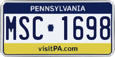 PA license plate MSC1698