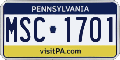 PA license plate MSC1701