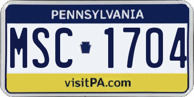 PA license plate MSC1704