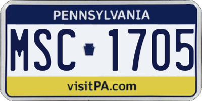 PA license plate MSC1705