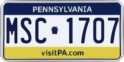 PA license plate MSC1707