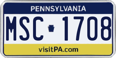 PA license plate MSC1708