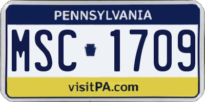PA license plate MSC1709