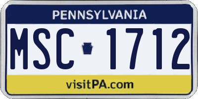 PA license plate MSC1712