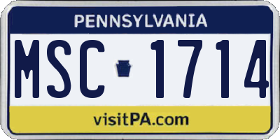 PA license plate MSC1714
