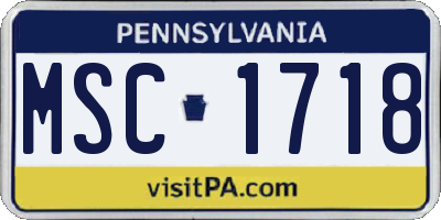 PA license plate MSC1718