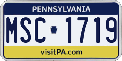 PA license plate MSC1719