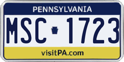 PA license plate MSC1723