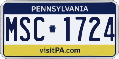 PA license plate MSC1724