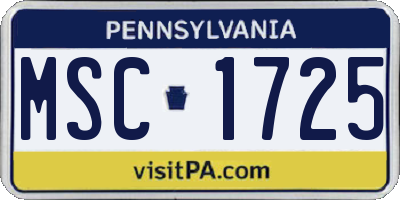 PA license plate MSC1725