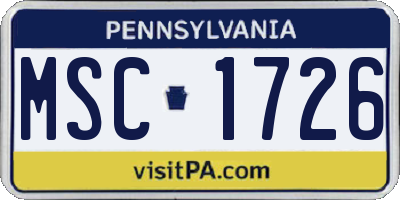 PA license plate MSC1726