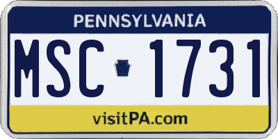 PA license plate MSC1731