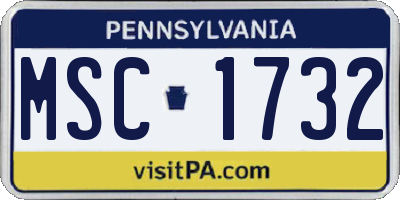 PA license plate MSC1732