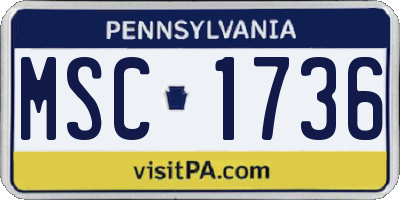PA license plate MSC1736
