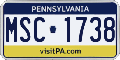 PA license plate MSC1738