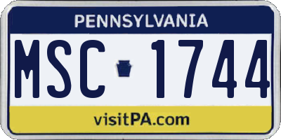 PA license plate MSC1744
