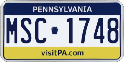 PA license plate MSC1748