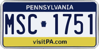 PA license plate MSC1751
