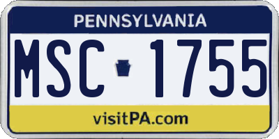 PA license plate MSC1755