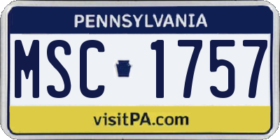 PA license plate MSC1757