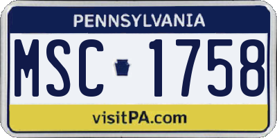 PA license plate MSC1758