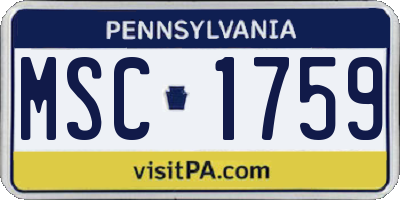 PA license plate MSC1759