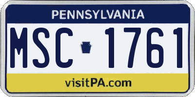 PA license plate MSC1761