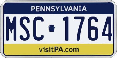 PA license plate MSC1764