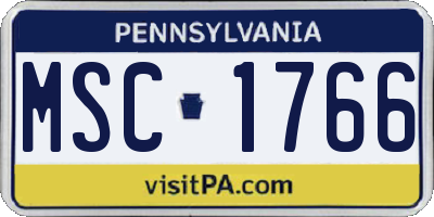PA license plate MSC1766