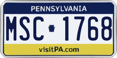 PA license plate MSC1768