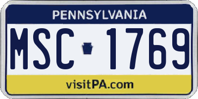 PA license plate MSC1769