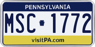 PA license plate MSC1772
