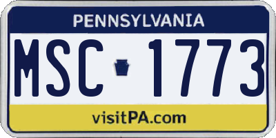 PA license plate MSC1773